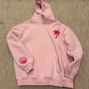 Pink Palm Puff Hawaii Hibiscus XL Hoodie